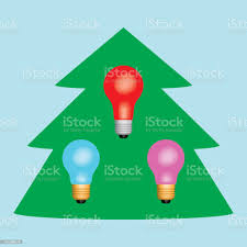 Colored Light Bulbs On Pine Tree Symbol Vector 3d Effect Stock Illustration Download Image Now Istock