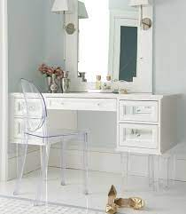 white makeup vanity with mirrored
