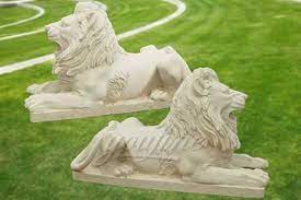 Natural Carved Outdoor Marble Lion