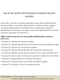 Top 8 Non Profit Administrative Assistant Resume Samples