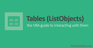the vba guide to listobject excel tables