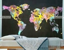 World Map Tie Dye Wall Hanging Tapestry