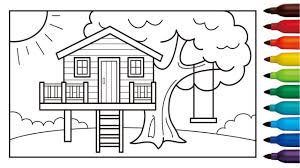 Mewarnai gambar rumah untuk anak sd.berikut ini adalah gambar binatang lucu untuk diwarnai oleh anak tk dan sd. Cara Menggambar Dan Mewarnai Rumah Pohon Untuk Anak Tree House Coloring Pages Youtube
