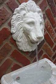 Lion Head White Concrete Sculpture