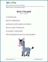 mule thoughts grade 1 children s poem