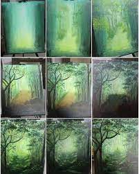 Step By Step Forest Acrylic Painting By