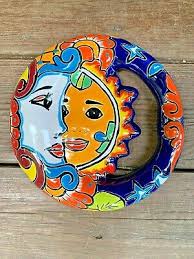 sun and moon mexican talavera pottery