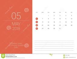May 2018 Desk Calendar Vector Illustration Stock Vector
