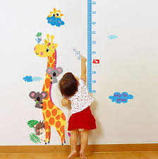 Us 4 66 41 Off 3d Cartoon Animals Height Chart Wall Sticker Interior Giraffe Height Ruler Decoration Room Decals Wall Art Sticker Wallpaper In