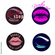 makeup artist logo set beauty