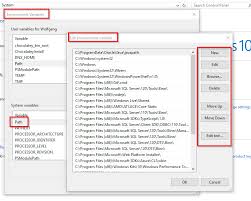 editing environment variables in windows 10