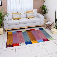 4x6 5 multicolored striped cotton rug