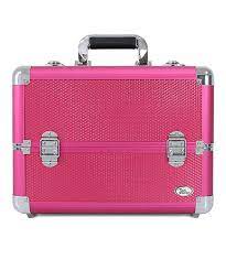 hot pink aluminum makeup train case