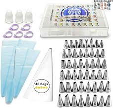 Aleeza Cake Wonders Piping Tips And Bags 100 Piece Cake And Cupcake Decorating Bundle With 48 Pastry Nozzles Icing Tips Case Couplers Reusable
