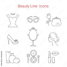 makeup vector line icons beauty