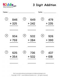 3 digit addition worksheet worksheet