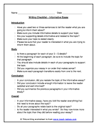 informative essay checklist fill