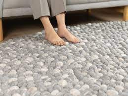 large wool pebble stone oval rug
