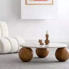 Decorative Wooden Balls Glass Table