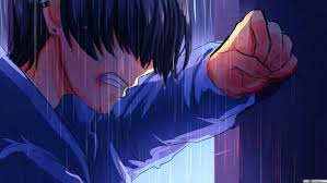 depressed anime boy in the rain live