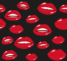 seamless pattern red lipstick kiss on