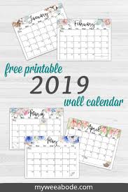 Free 2019 Printable Watercolor Calendar My Wee Abode