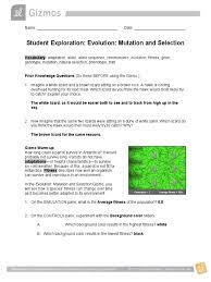 There could be some typos (or mistakes) below (html to pdf converter made them): Student Exploration Evolution Mutation And Selection Gizmo Answers Fitness Biology Allele