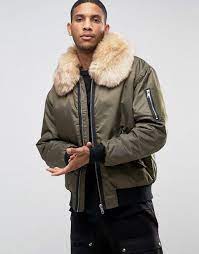 Aviator Jacket With Faux Fur Collar