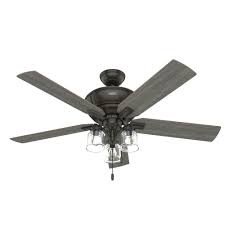 hunter maya 54 in le bronze led indoor ceiling fan with light 5 blade 52120