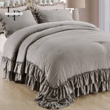 Gray Ruffled Comforter Set King