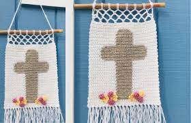 Crochet Easter Cross Wall Hanging
