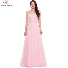 Long Chiffon Bridesmaid Dresses Purple Pink Green Light Blue Red Strapless Elegant Formal Gowns Grace Karin Wedding Party Dress In Bridesmaid Dresses