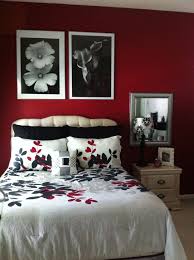 grey and red bedroom