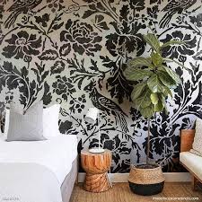 Remodelaholic | diy stenciled faux wallpaper from 1.bp.blogspot.com we have more than 100+ modern wall stencils. Large Wall Mural Stencils For Painting Diy Wall Art Feature Wall Modello Designs