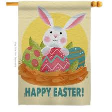 Easter Bunny Fun Spring House Flag