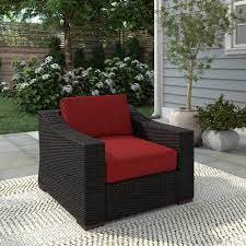 Pe Rattan Arm Chair With Red Cushions