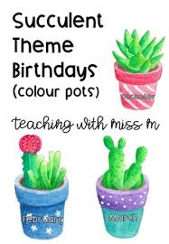 Succulent Birthday Chart Colourful Pots Version Ausbts18