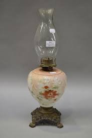 48cm Antique Milk Glass Oil Lamp
