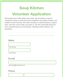 soup kitchen volunteer application form