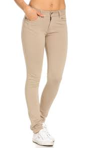 Classic Stretch Knit Skinny School Pants In Khaki Plus Sizes Available S 3xl