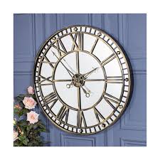 Large Antique Brass Mirrored Wall Clock