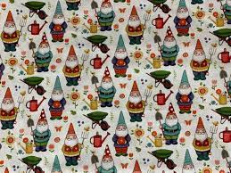 Garden Gnomes Fabric Novelty Fabric