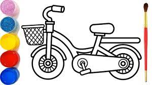 Vẽ xe đạp đơn giản và tô màu cho bé | Dạy bé vẽ | Dạy bé tô màu | Sepeda  Halaman Mewarnai - YouTube