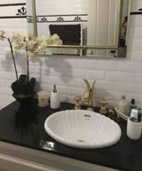 Modern 39 gray floating bathroom vanity faux marble top integral ceramic sink in gold finish. Custom Designed Solid Timber Bathroom Vanity With Black Marble Top And Gold Swan Tapware Malcolm St James Classique Malcolmstjames