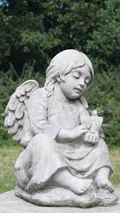 Garden Statue Angel With Bird High