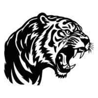 tiger black and white vector art icons