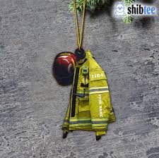 yellow firefighter ornament custom