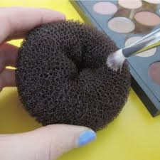 hair donut as a makeup brush cleaner