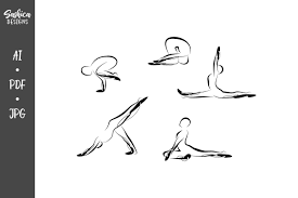 set of abstract yoga poses graphic by