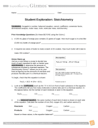 [proteins are used to build body structures such as muscle. Student Exploration Stoichiometry Answer Key Doc Template Pdffiller